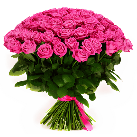 100 Premium Long Stem Hot Pink Roses Flower Bouquet - My Queen