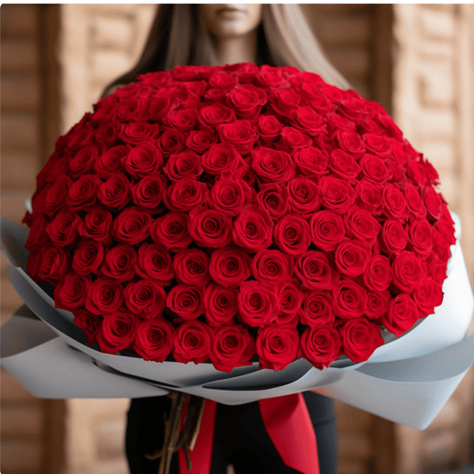100 Premium Long Stem Red Roses Flower Bouquet - My Queen