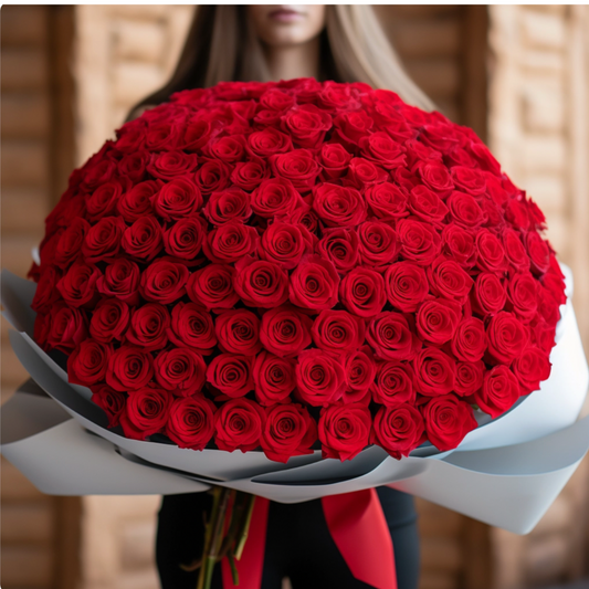 100 Premium Long Stem Red  Roses Flower Bouquet