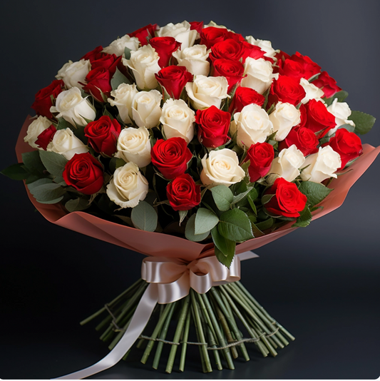 50 Premium Long Stem  Roses Flower Bouquet  two colors