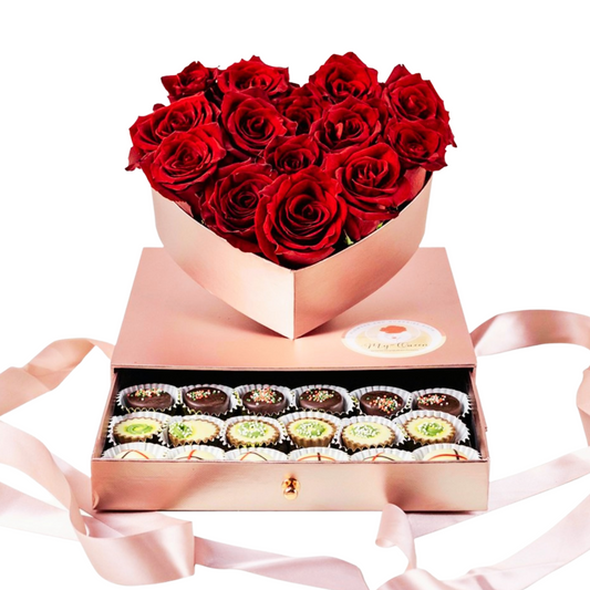 Red Queen  |  Flowers and Belgian Chocolate Surprise Gift Box
