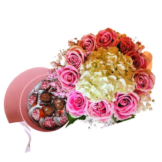 Pretty in Pink  | Surprise flower box with dipped in chocolate strawberries