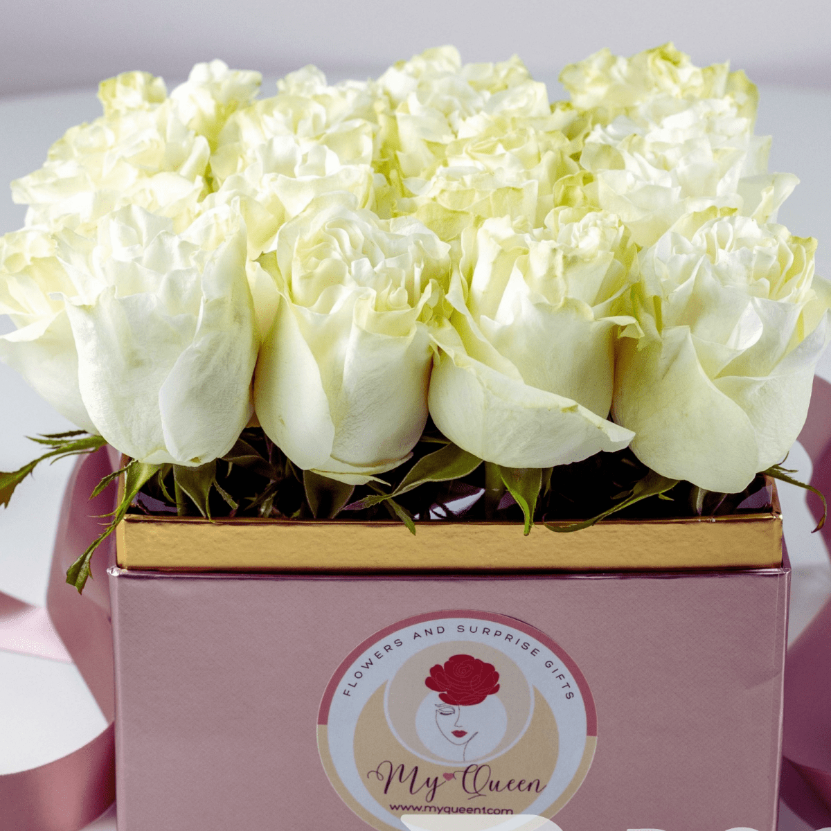 Flowers Box White Roses - My Queen