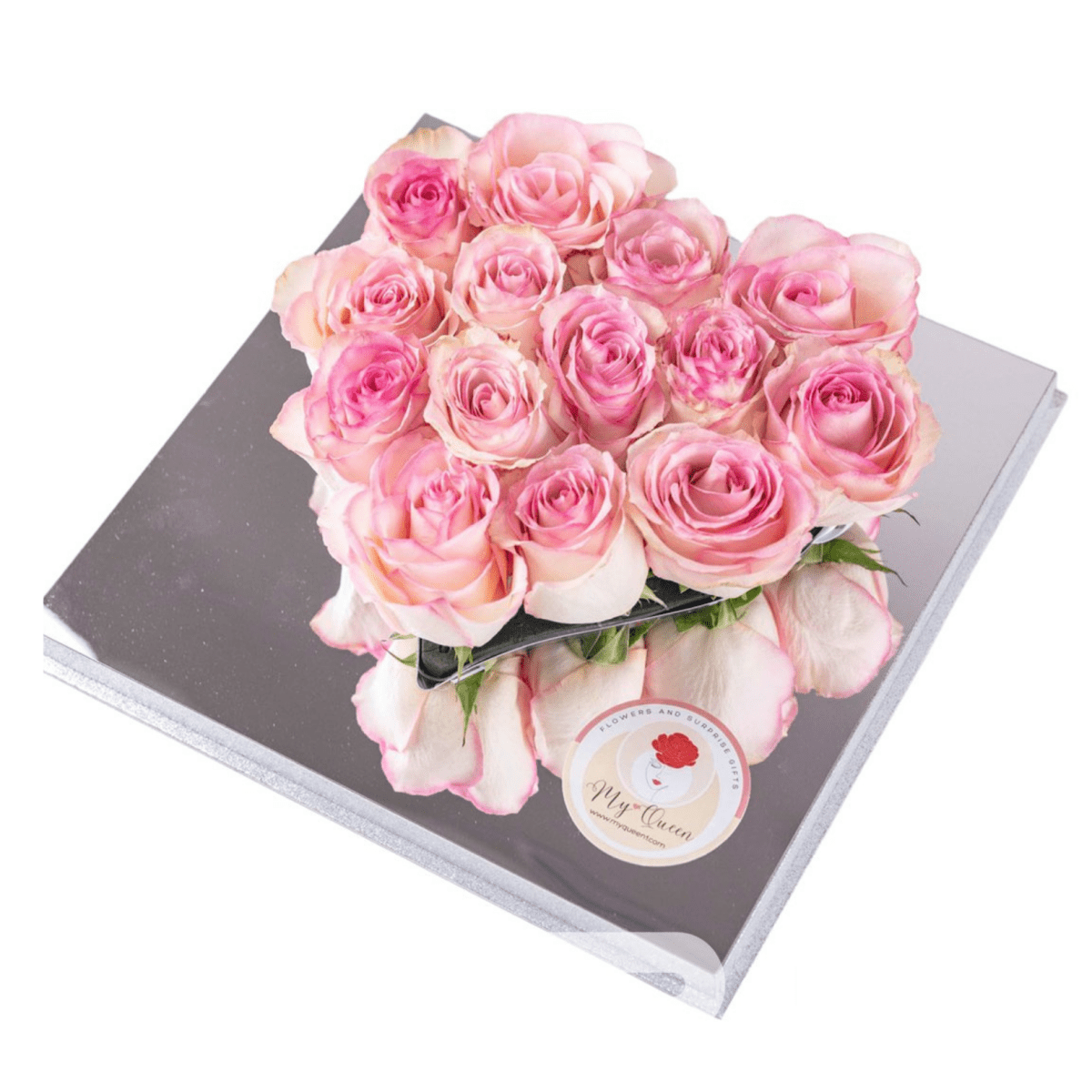 Magic Mirror Pink Roses | Unique shaped flower gift box - My Queen