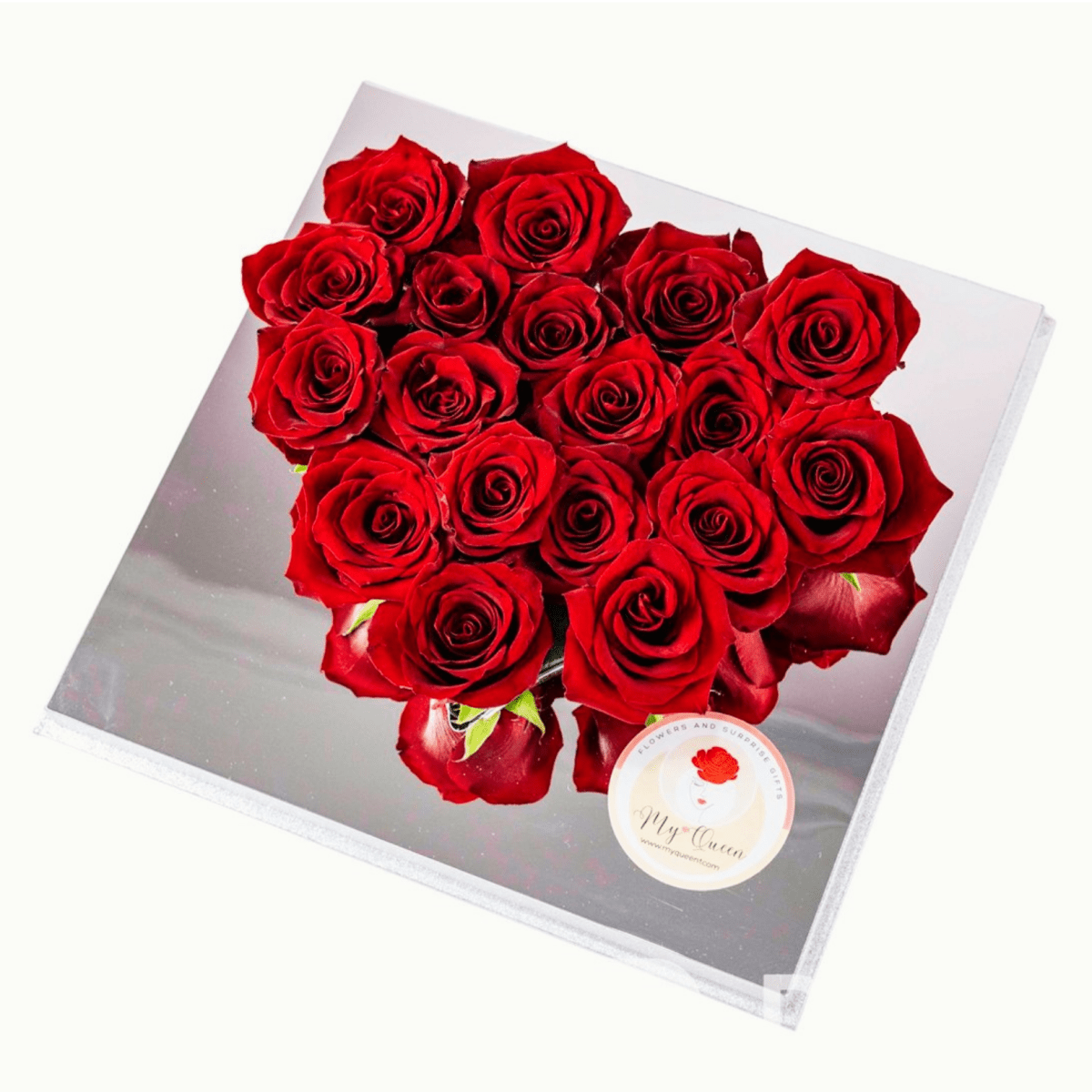 Magic Mirror Red Roses | Unique shaped flower gift box - My Queen