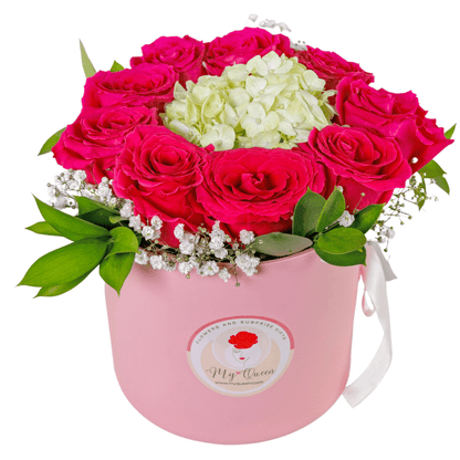 Pink Serenade | Surprise flower box with dipped in Belgian chocolate strawberries - My Queen