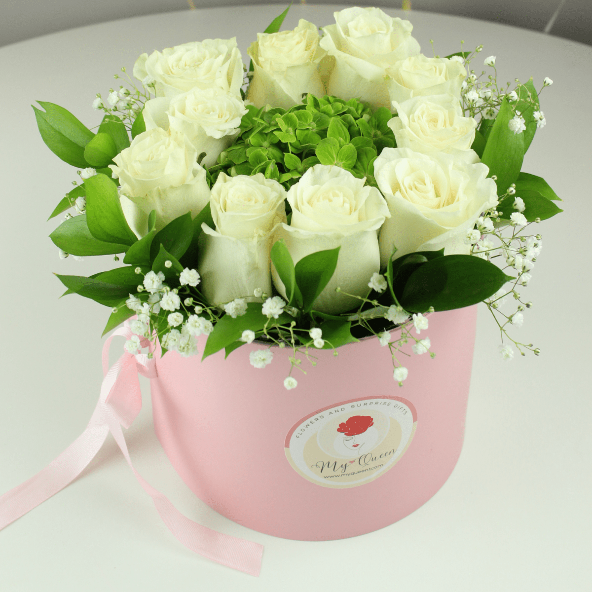 Pure White | Surprise flower box with dipped in chocolate strawberries - My Queen